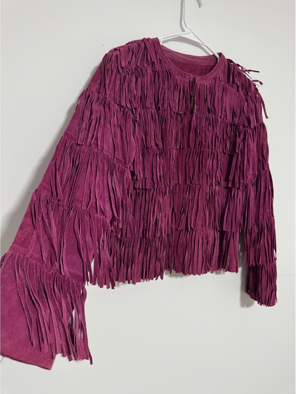 Prosper & Devine Fuchsia Suede Fringe Jacket Western Boho Cowgirl M - Picture 5 of 6